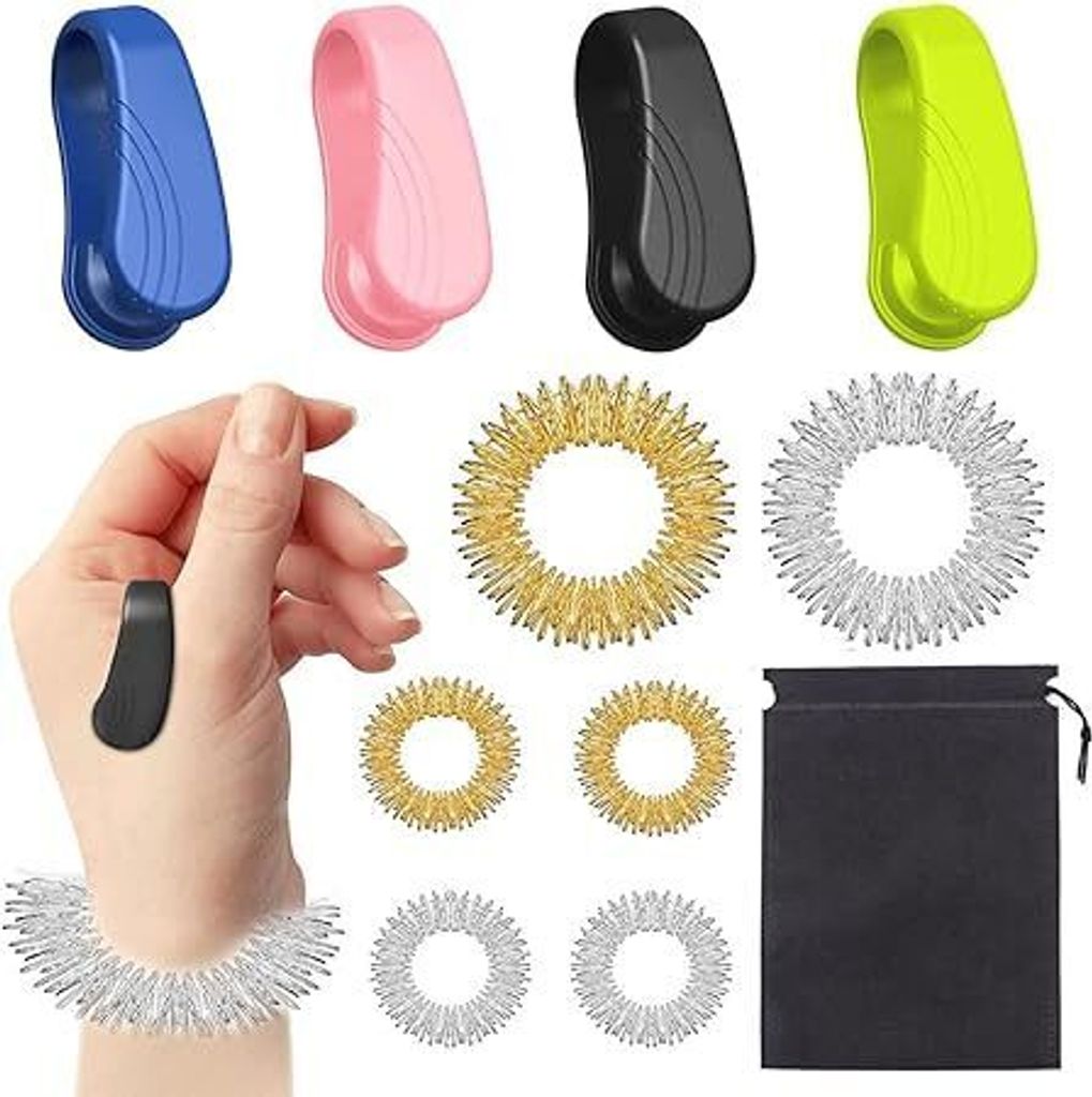 10 Stücke Massage Ring Sensorische Finger Rings Akupressur Ring Set, Tragbares Akupressurgerärt, Anti Stress Massageringe für Handgelenk, für H...