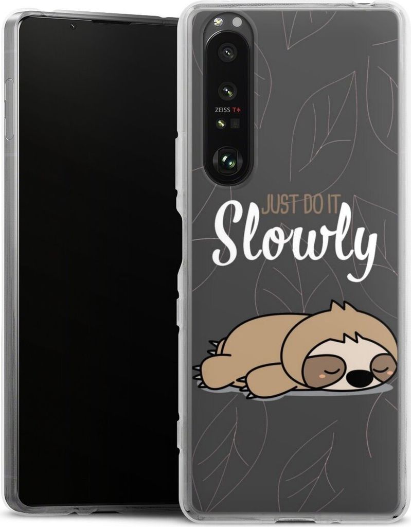 DeinDesign Handyhülle für Sony Xperia 1 III Silikon Hülle Case Smartphone Schutzhülle Faultier Sprüche lazy sunday