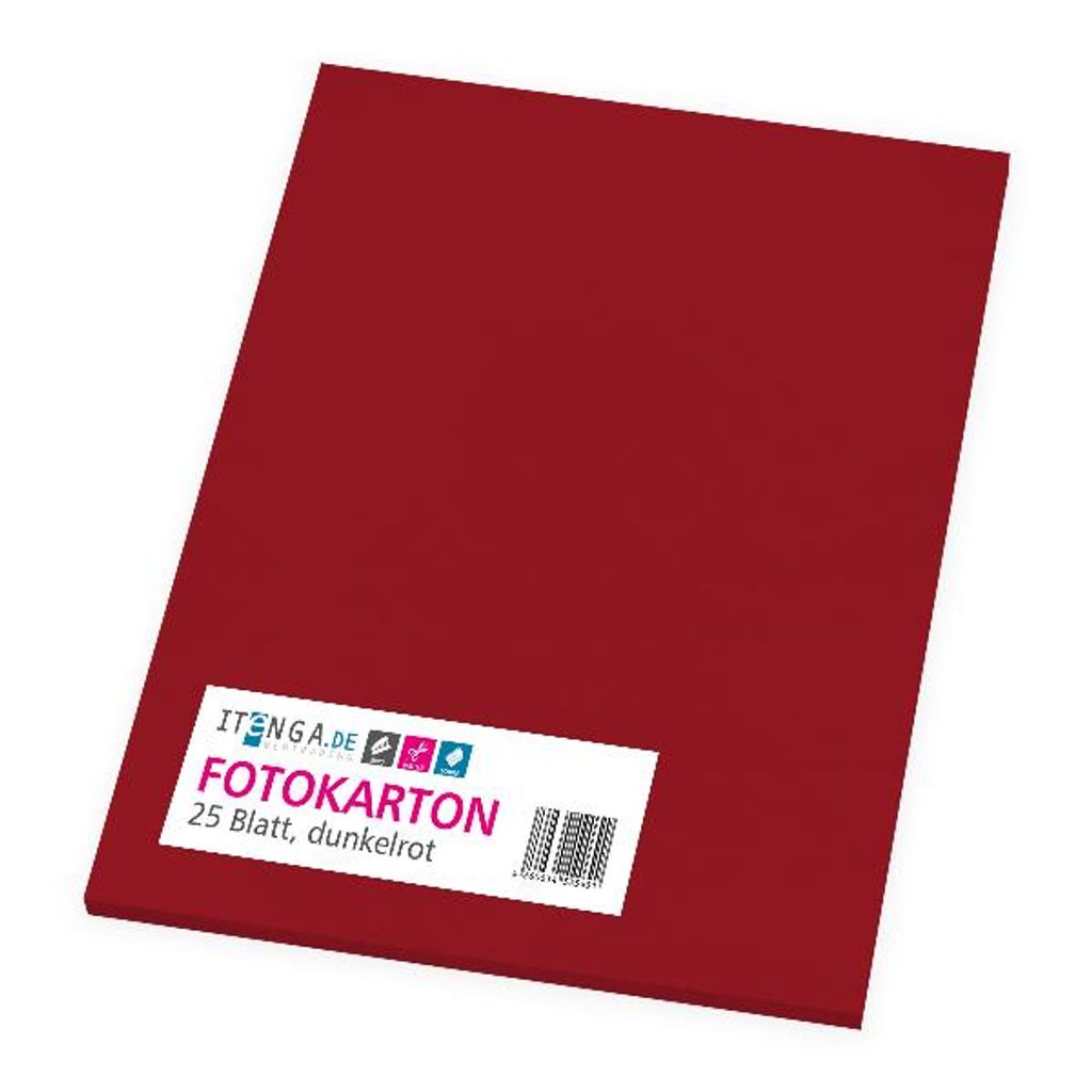 itenga Fotokarton - A4 300 g/qm dunkelrot 25 Blatt Produktbild 