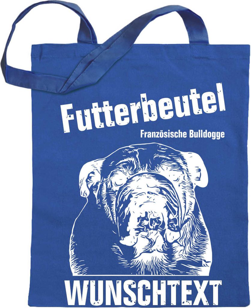 Kiwistar Futterbeutel - Französische Bulldogge - Einkaufsbeutel Wunschtext mit Motiv Hund - Jutebeutel bedruckt - Tragetasche Stoffbeutel Umhänge...