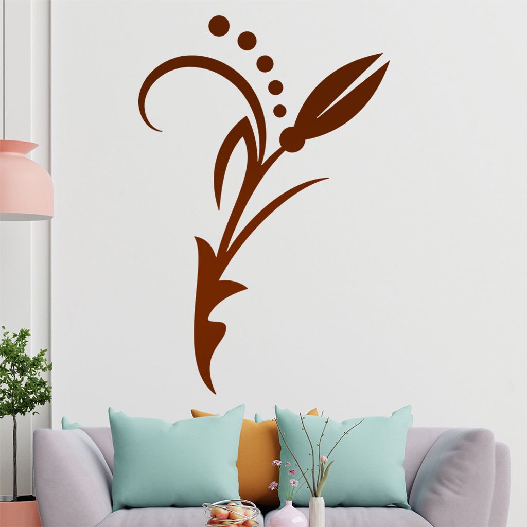 Blume - Linien Punkte Wandtattoo in 6 Größen - Wandaufkleber Wall Sticker - Dekoration, Küche, Wohnzimmer, Schlafzimmer, Badezimmer