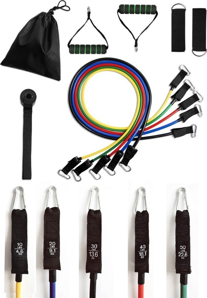 Widerstandsbänder Resistance Fitnessbänder Gymnastikband Expander 11tlg 150LBS