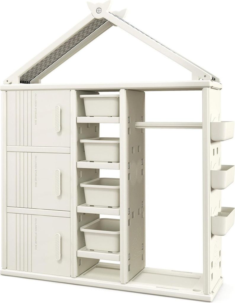 Kindergarderobe in Hausform mit Kleiderstange