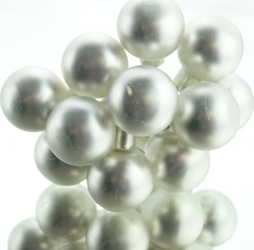 Mini-Weihnachtskugeln Silberfarben am Draht matt Ø 2,5 cm aus Glas - 12er Set