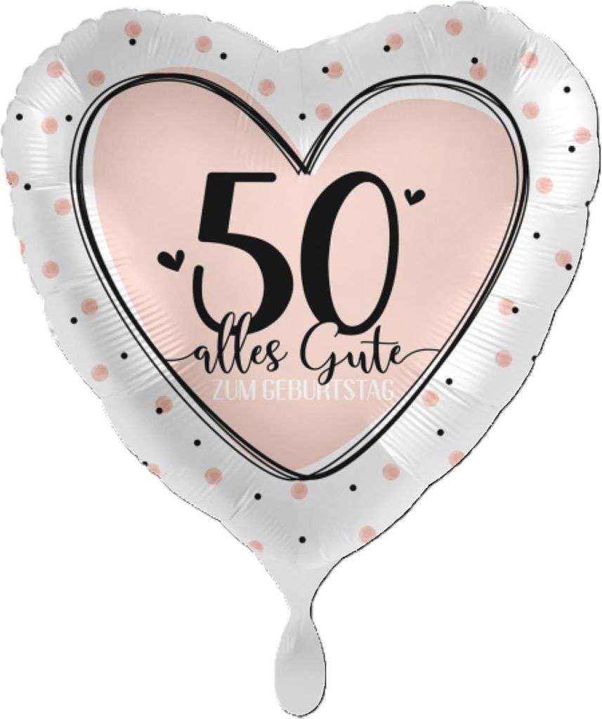 18"/Ø43cm Herz Folienballon "Alles Gute zum Geburtstag" #50