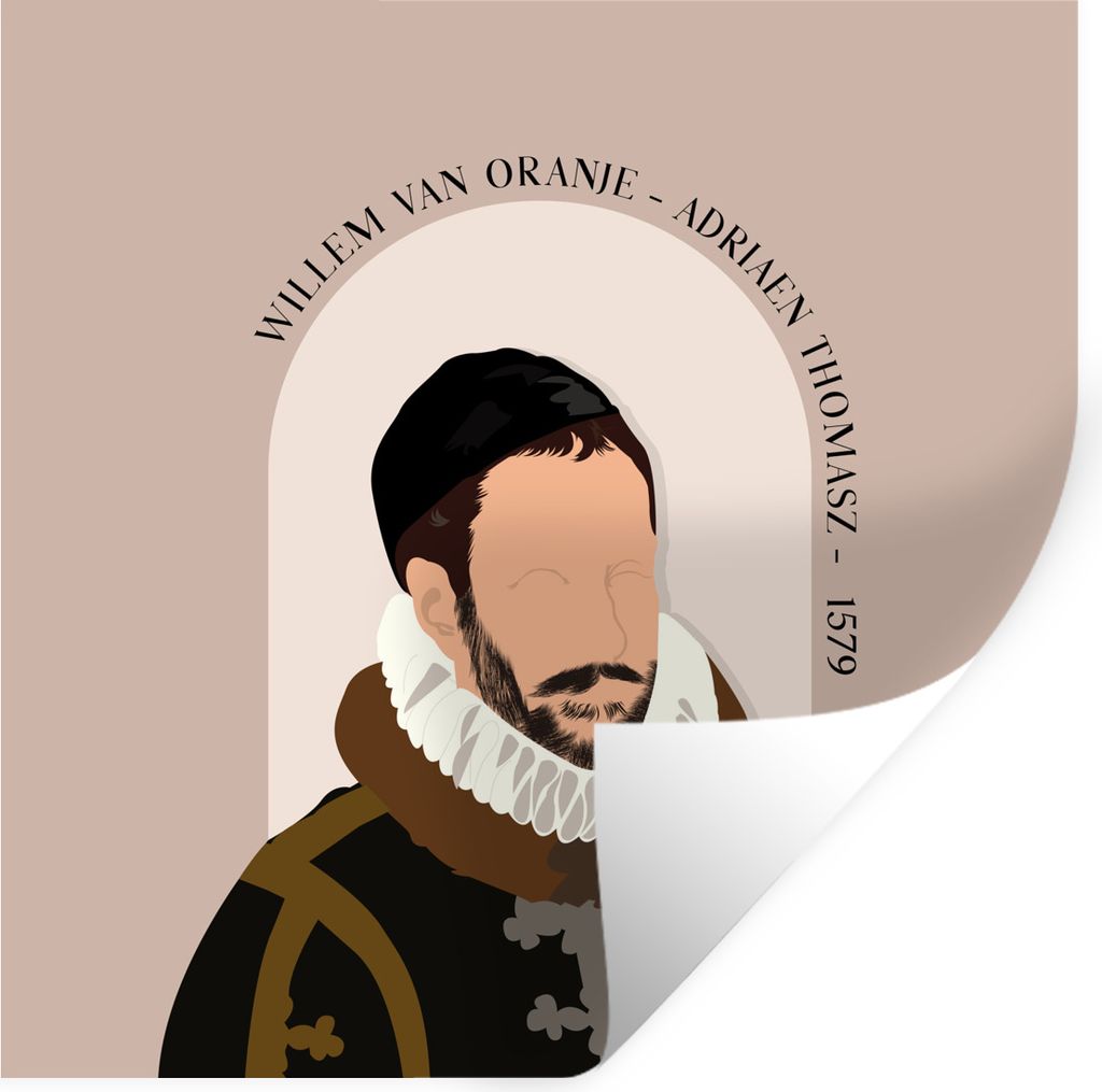 MuchoWow Wandtattoo Wandsticker Wandaufkleber Wilhelm von Oranien - Rosa - Alte Meister - Vintage 100x100 cm Selbstklebend und Repositionierbar -...