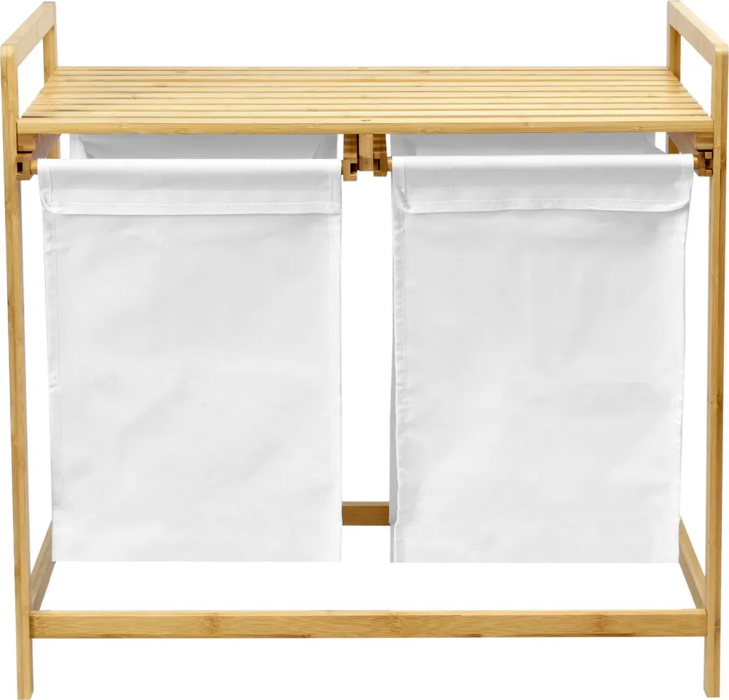 Corbeille à linge HANOI double compartiment bambou - Design et durable - 3