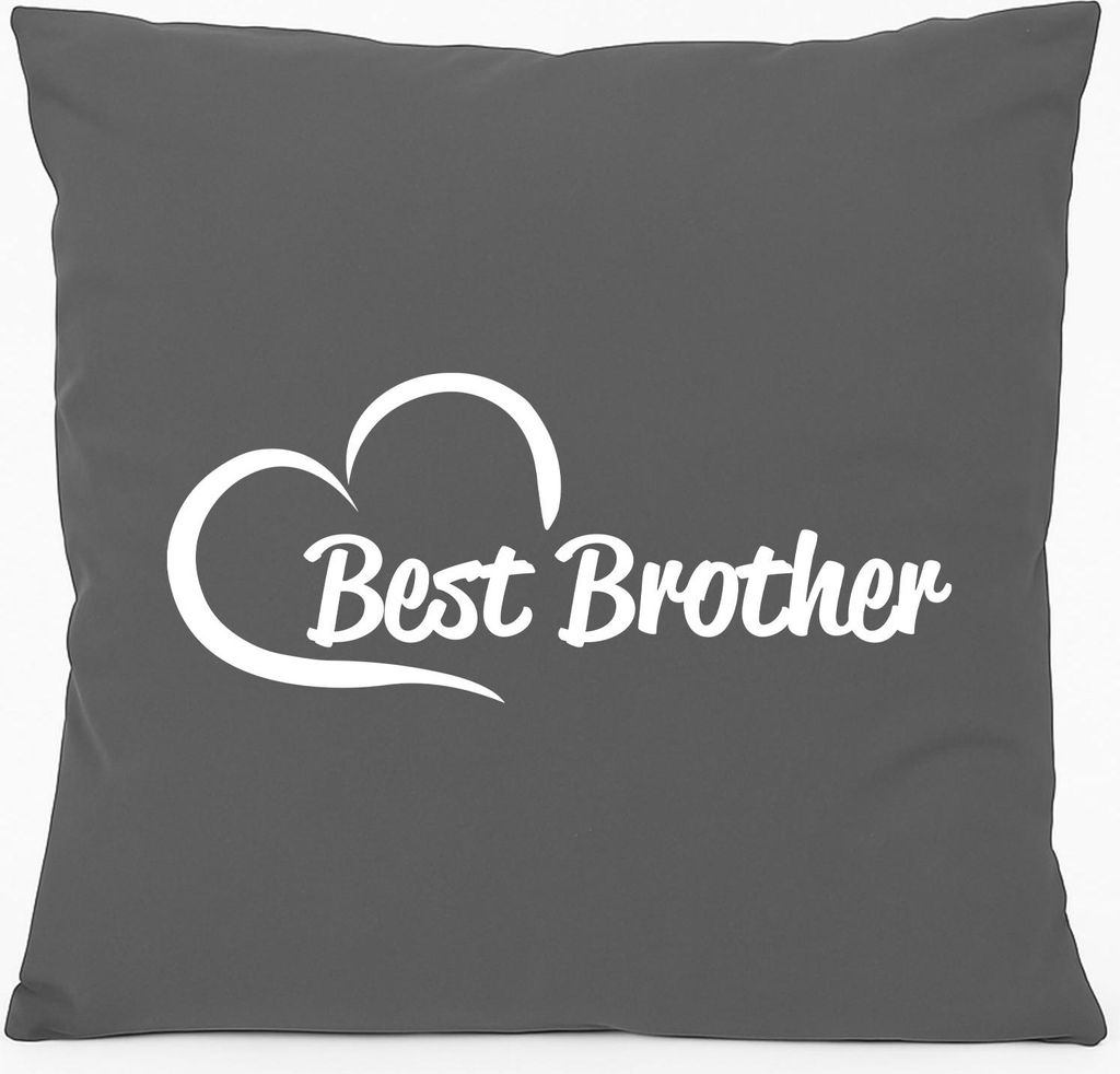 Huuraa Sofakissen Best Brother Heart Geschenk 40x40cm mit Füllung Steel Grey Baumwolle Best Brother Mitbringsel
