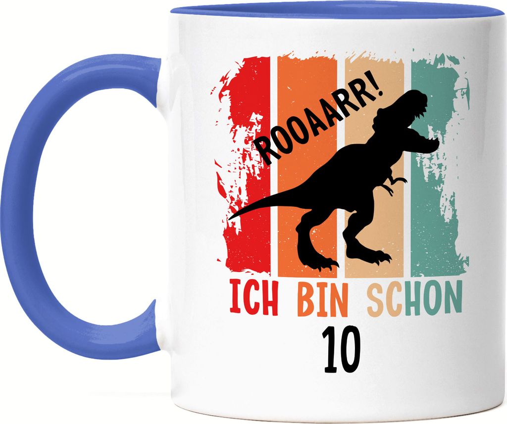 Roooaarr Ich Bin 10 Tasse Blau Dinosaurier Dino T-Rex Geburtstagskind Geschenkidee