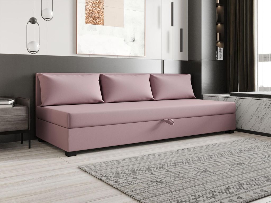Einzelbett 80x195 ZAJDA BIZ 1 mit Stauraum - rosa
