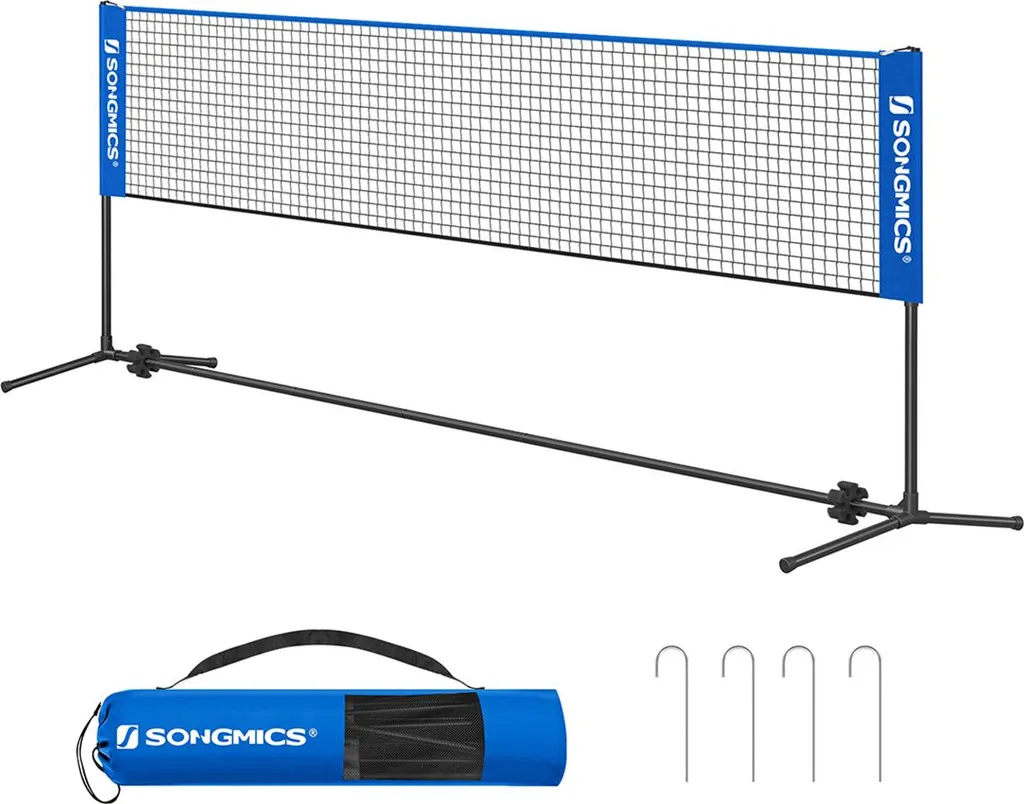 Filet de badminton 3 m bleu idéal pour le camping, la plage et les vacances