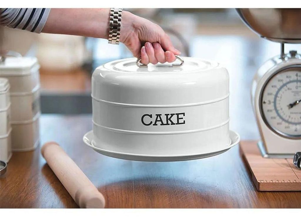 Nostalgie Kuchendose im Vintage Stil 28,5cm - Hell Grau Produktbild 