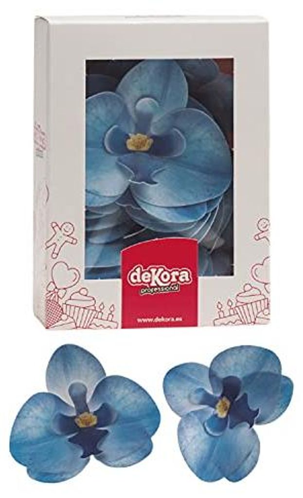 Essbare Blumen Tortendeko 10 blaue Orchideen 8,5x7,5cm, Produktbild 