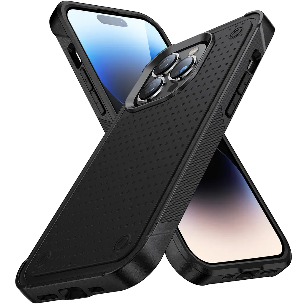 Custodia iPhone 14 Pro Militare Nera | Protezione 2in1 Antiurto PC+TPU
