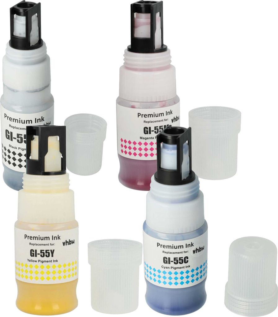 vhbw 4x Nachfülltinte kompatibel mit Canon MAXIFY GX 2050, GX 2040, GX 1050 Drucker - Refillset Cyan, Magenta, Yellow, Schwarz, Pigmentiert