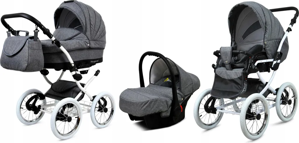 BabyLux® Margaret White Pack 3 en 1 : Confort Grey Flex et Sécurité