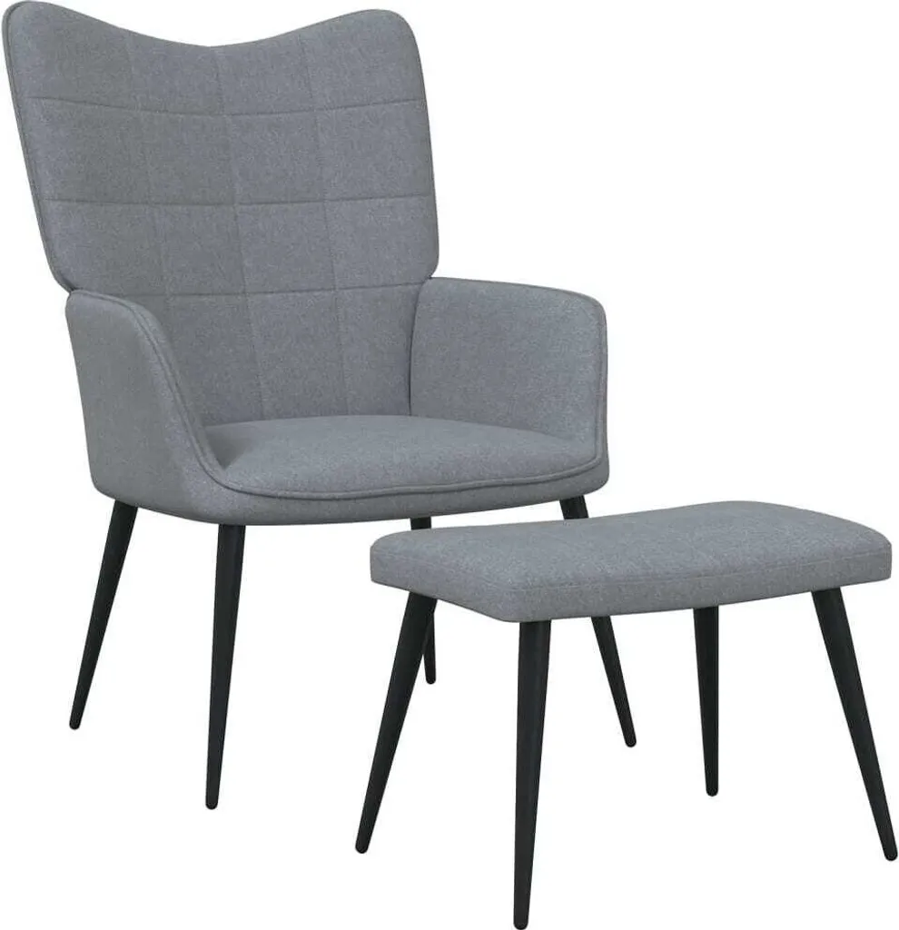 Poltrona Relax Economica con Poggiapiedi Tessuto Grigio Chiaro