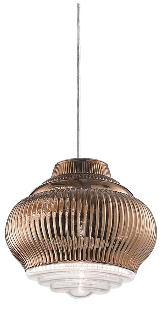 Bonnie Pendelleuchte aus mundgeblasenem Glas, Bronze-Finish, mit grau lackiertem Metallgestell, Durchmesser 27,5 cm, modulares Design