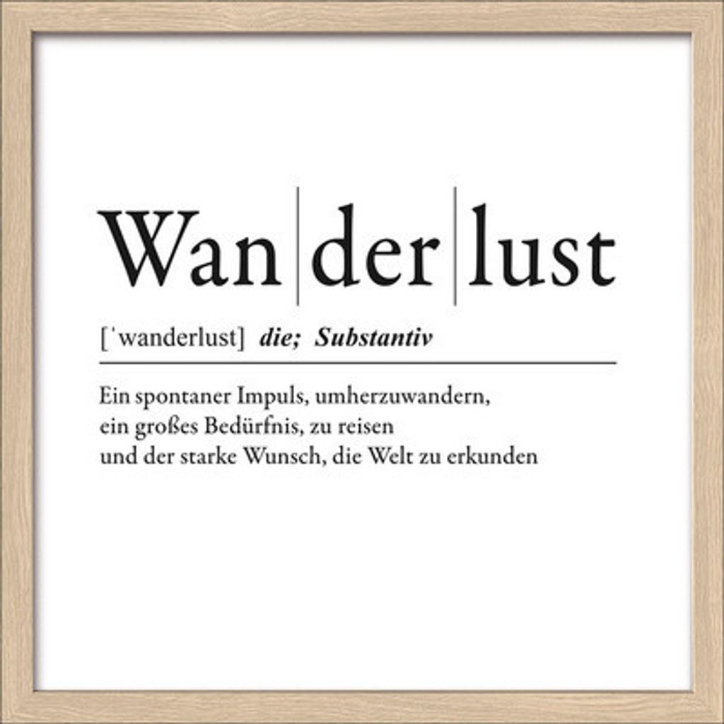 Gerahmtes Bild Wanderlust Definition 33x33 cm
