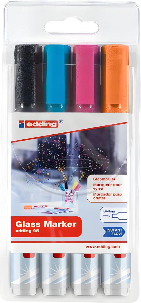 edding 95 Marqueurs pour verre assortis (jeu de 4) Image du produit 