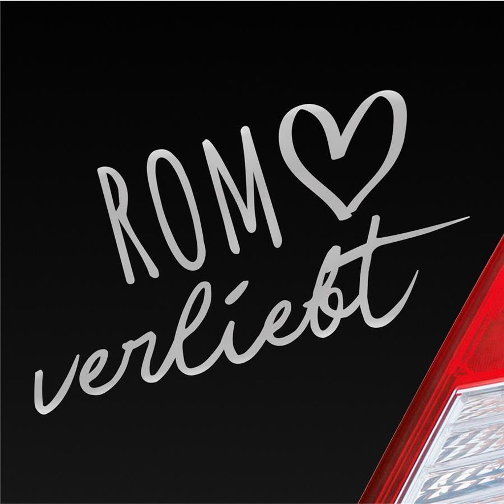 Auto Aufkleber Rom verliebt Herz Stadt Heimat Liebe Car 19x10 cm Silber Sticker Heckscheibenaufkleber