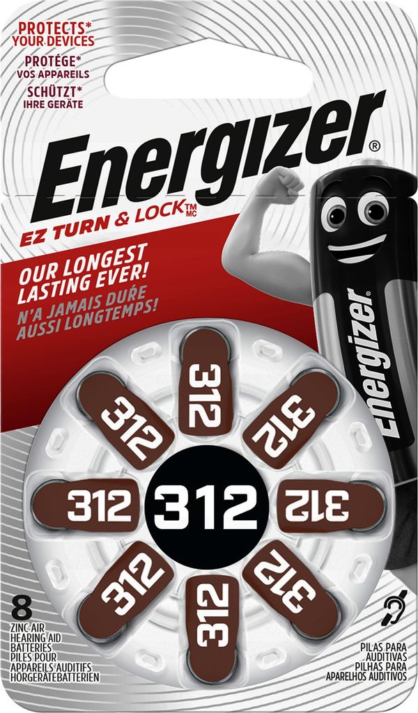 Energizer 312 SP-8 piles bouton pour audioprothèses 8pcs Image du produit 
