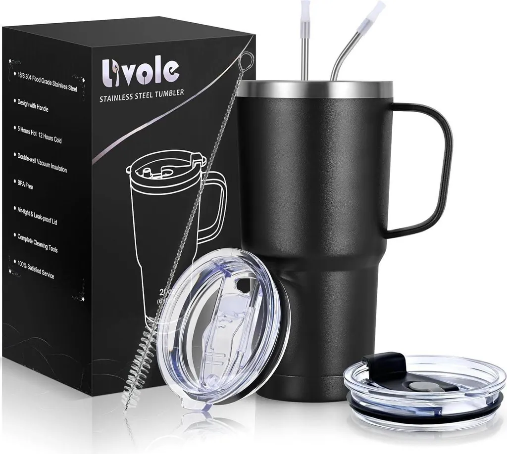 Tazza Termica Livole 600ml con Manico - Mug Caffè Sottovuoto Acciaio 18/8