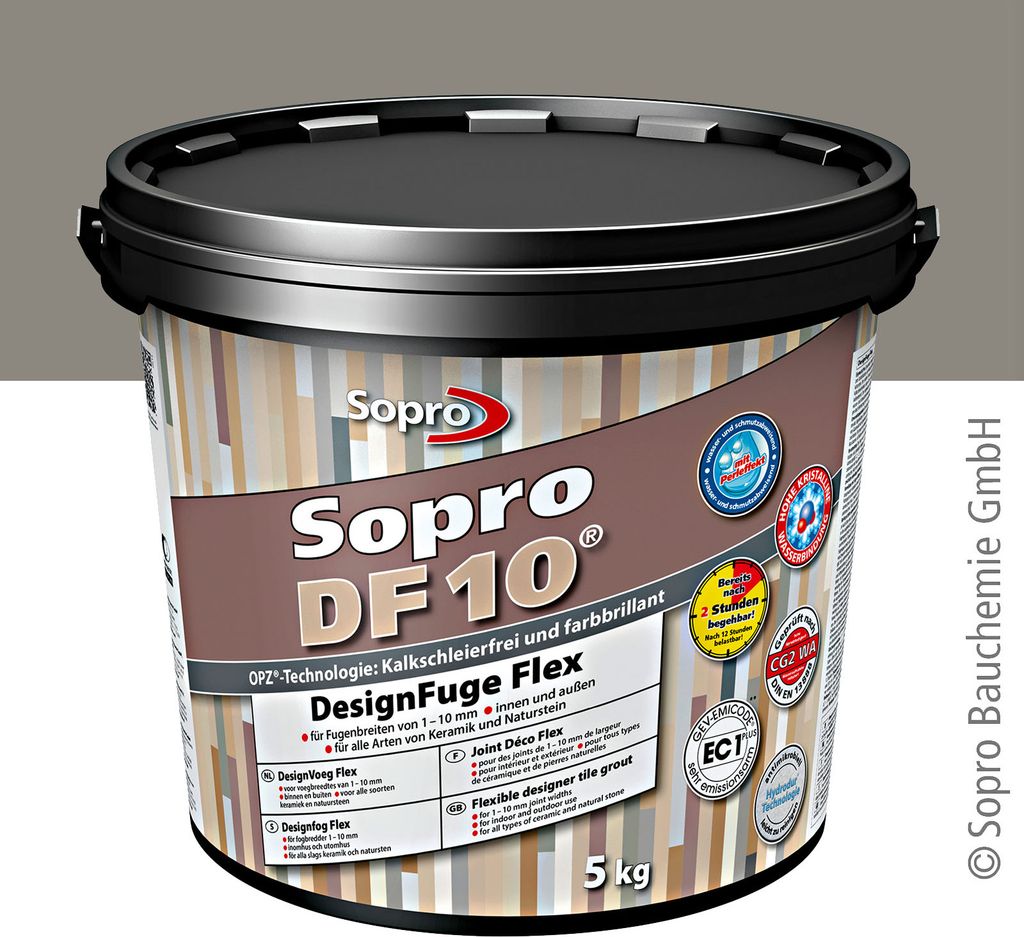 Sopro DF 10 Fliesen 5 kg Design Fuge Fugenmasse Fugenmörtel 1-10mm steingrau-22