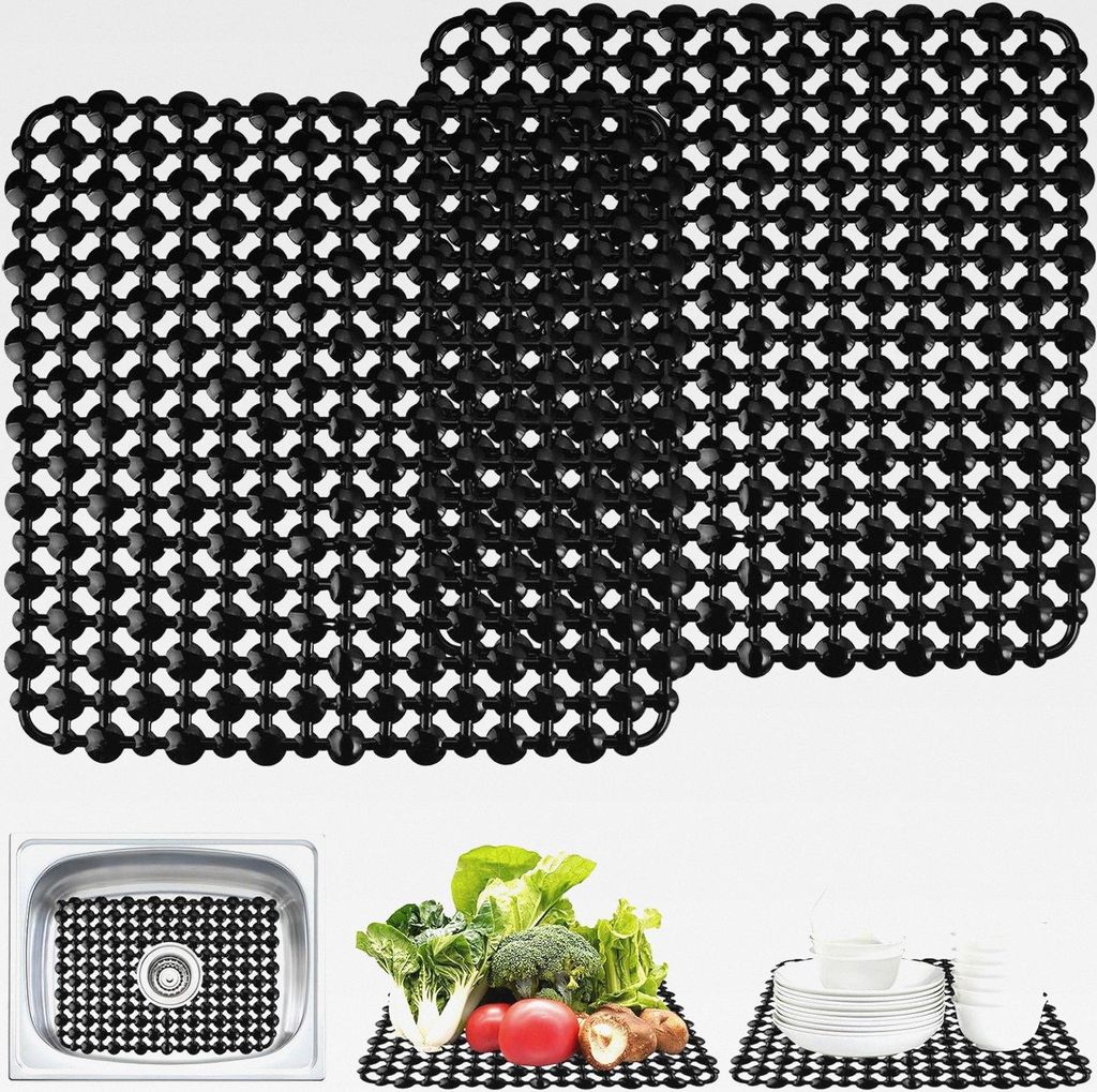2 Stück Küche Spülbeckenmatte Zuschneidbare 28 X 28 Cm Spülmatte Für Spülbecken Matte, Silikon Rutschfest Spülbeckenschutz, Spülbecken Schu...