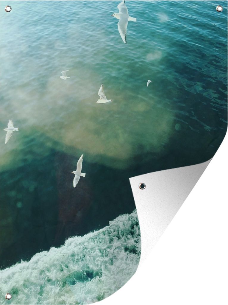 MuchoWow 60x80 cm Outdoor-Poster Gartendeko Sichtschutz Garten Poster für den Garten Vogel - Wasser - Berg