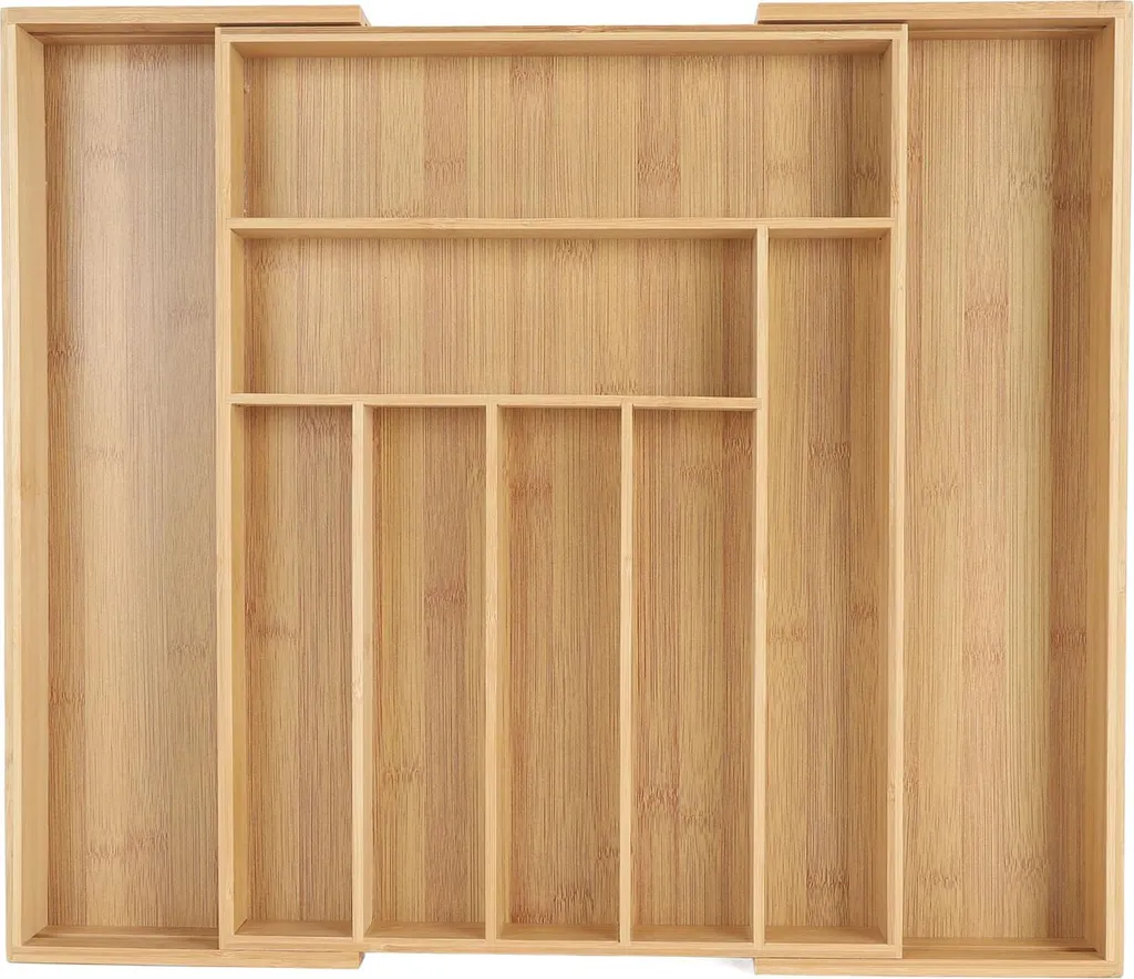 Plateau à couverts extensible Bambusoideae pour tiroir cuisine 9 fentes