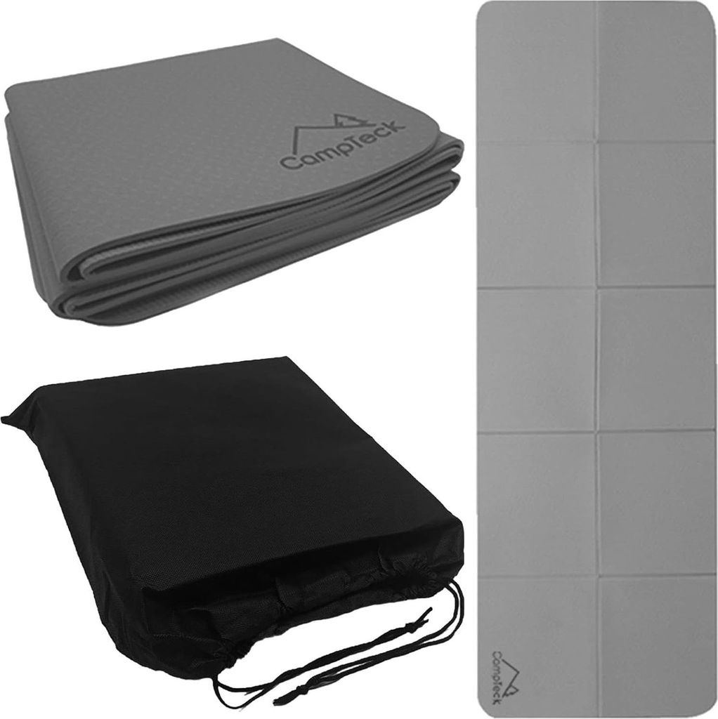 CampTeck Unisex Faltbare Yogamatte, Tragbare Yoga Matte, Yogamatte rutschfest, Mat, Trainingsmatte rutschfest (183 x 61 cm aufgeklappt) mit