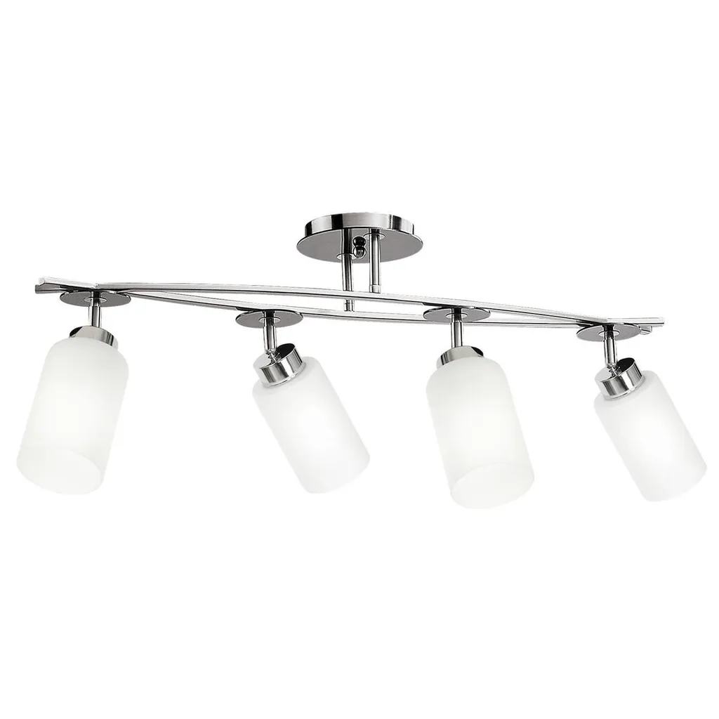 Luminaire de plafond Tokio chrome diffuseur blanc pour salon moderne