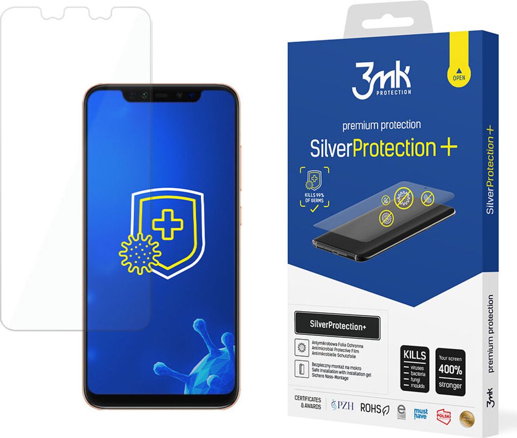 3mk Display Antimikrobielle Schutzfolie SilverProtection+ für Xiaomi Mi 8 Pro 0,21mm Self-Heal