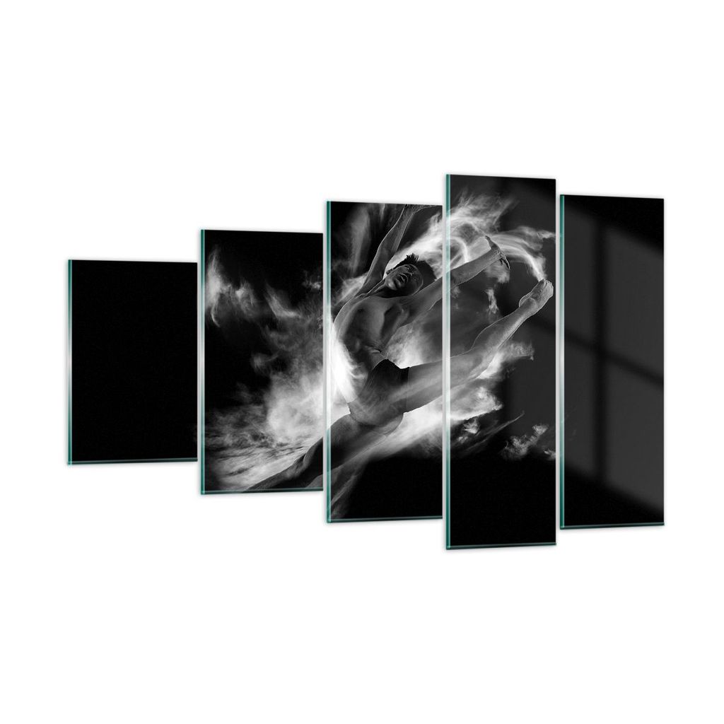 Bilder auf glas - 5 Teile - Tanz Mann spring - 100x60cm - Glasbilder - Wandbilder - Bilder - zum Aufhängen bereit - Wanddekoration aus Glas - Glas...