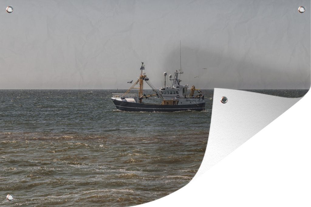 MuchoWow 60x40 cm Outdoor-Poster Gartendeko Sichtschutz Garten Poster für den Garten Nordsee - Fischerboot - Wasser