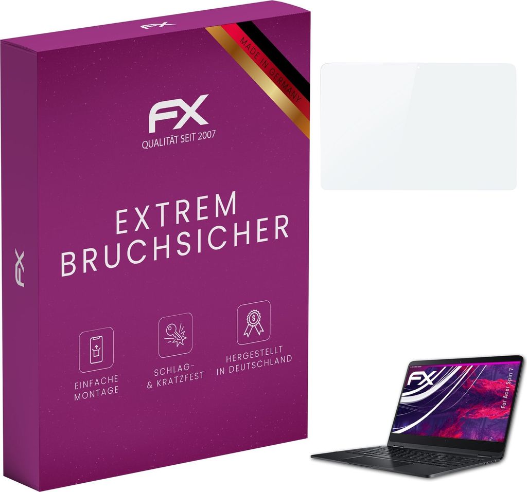 atFoliX FX-Hybrid-Glass Displayfolie kompatibel mit Acer Spin 7 Glasfolie