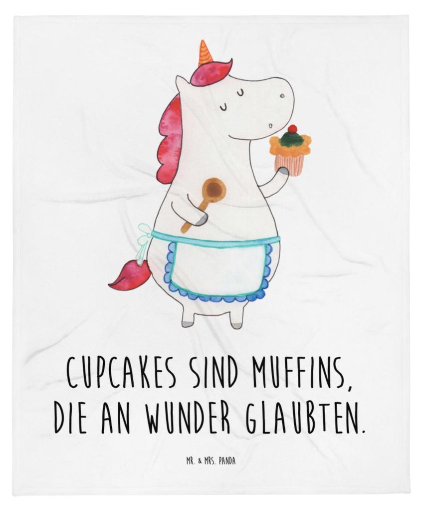 Mr. & Mrs. Panda Babydecke Einhorn Küche - Weiß - Geschenk, Torte, Kinderwagendecke, Kuchen, Schlummerdecke, Unicorn, Koch, Einhörner, Fleecedec...