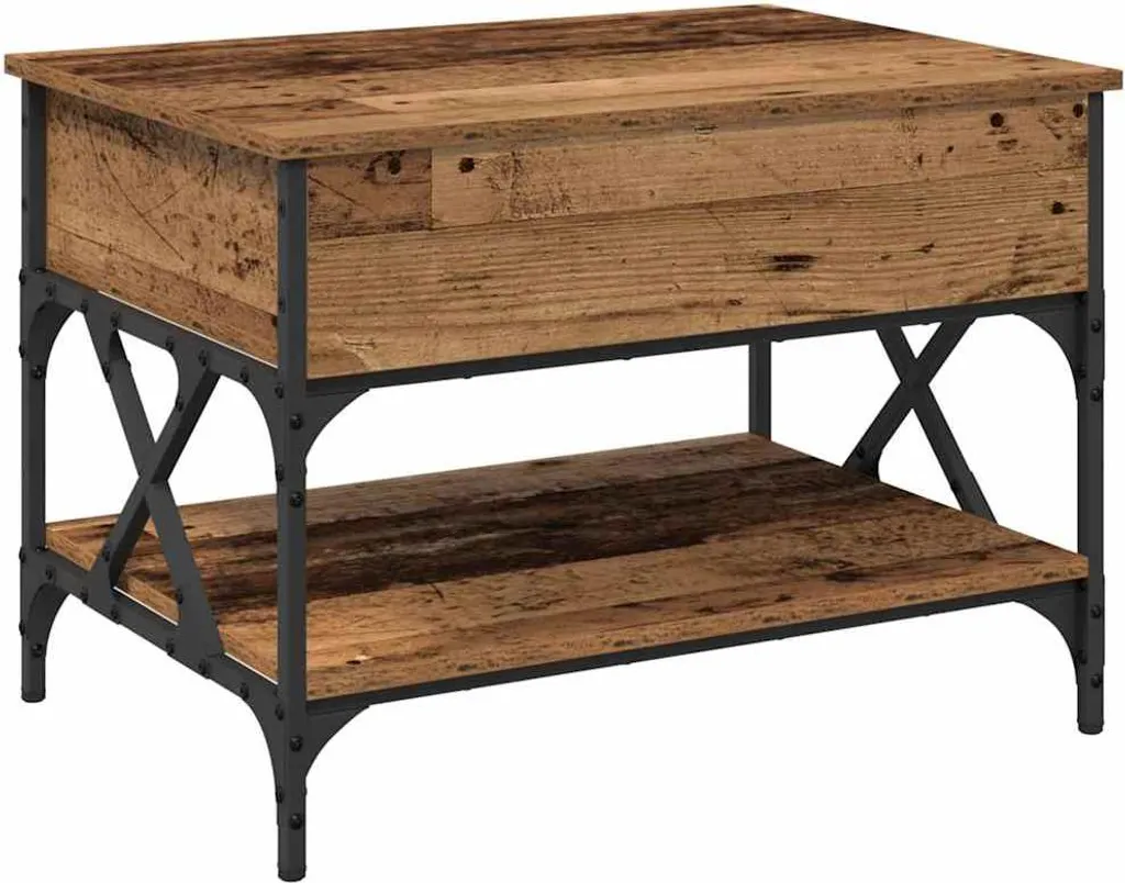 Tavolino Legno Recuperato 70x50x50cm - Arredo Rustico Fatto a Mano