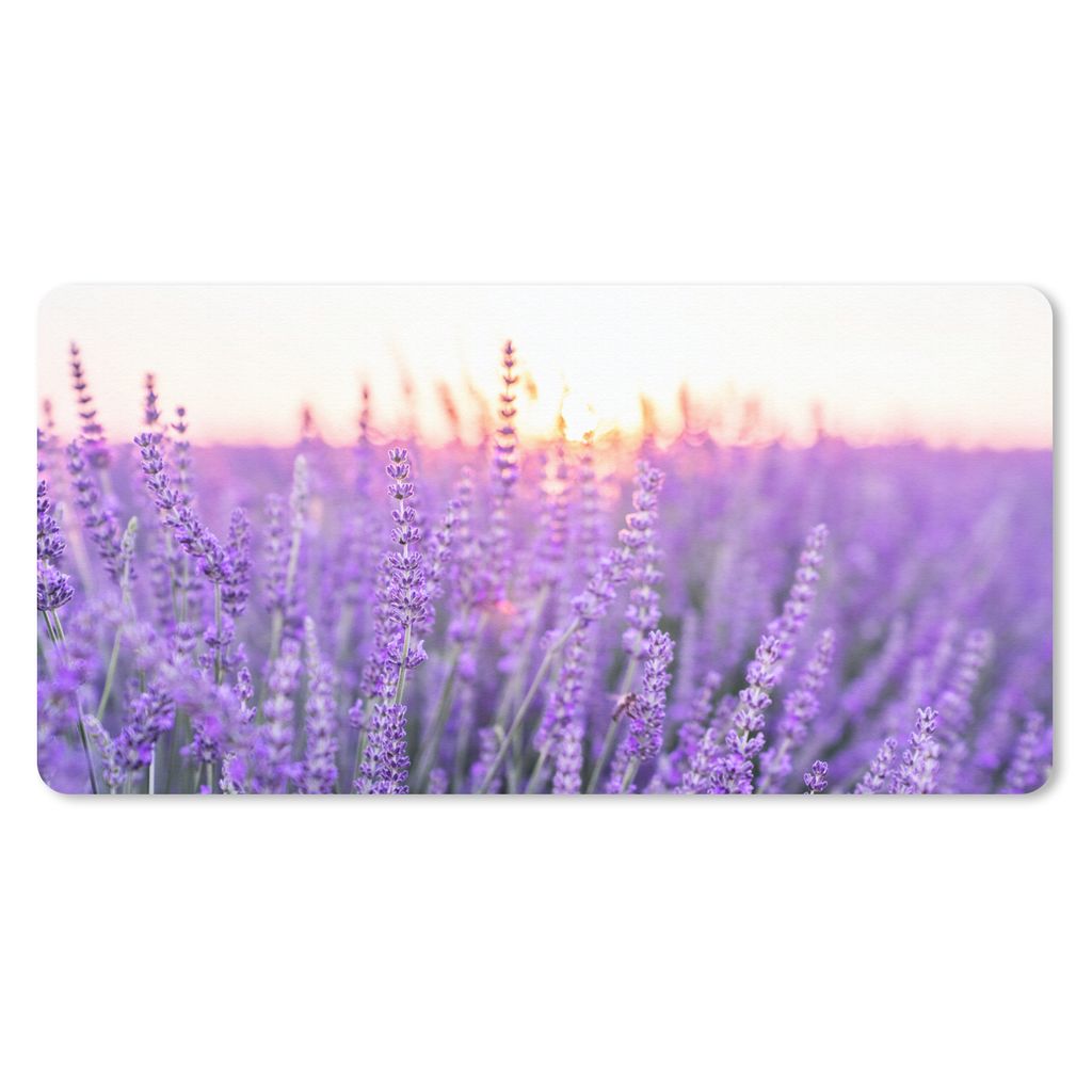 MuchoWow Schreibtischunterlage Lavendel - Nahaufnahme - Lila - Blumen 80x40 cm - XXL Mauspad - Gaming Mauspad