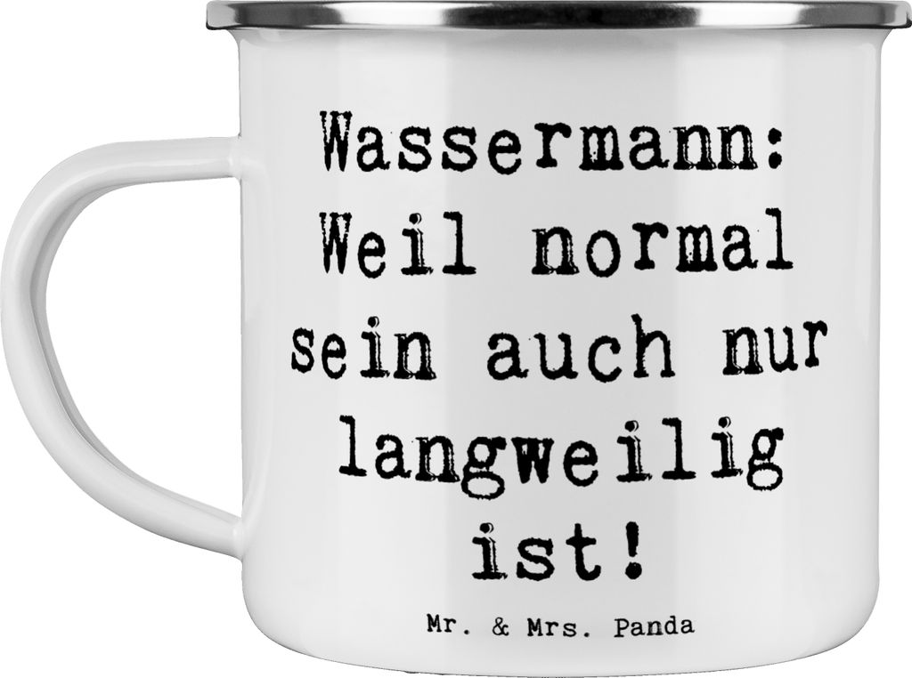 Mr. & Mrs. Panda Teetasse Spruch Wassermann Unikat - Weiß - Geschenk, nonkonformistisch, Teebecher, Exzentrizität, Geschenke Sternzeichen, Haferl...