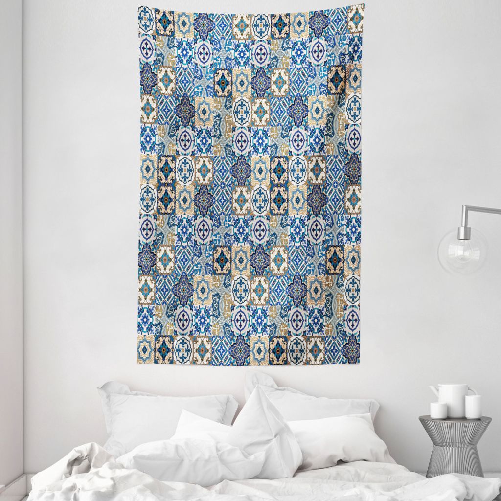 ABAKUHAUS marokkanisch Wandteppich und Tagesdecke, Portugiesisch Traditionelle aus Weiches Mikrofaser Stoff Waschbar ohne Verblassen Digitaldruck, ...