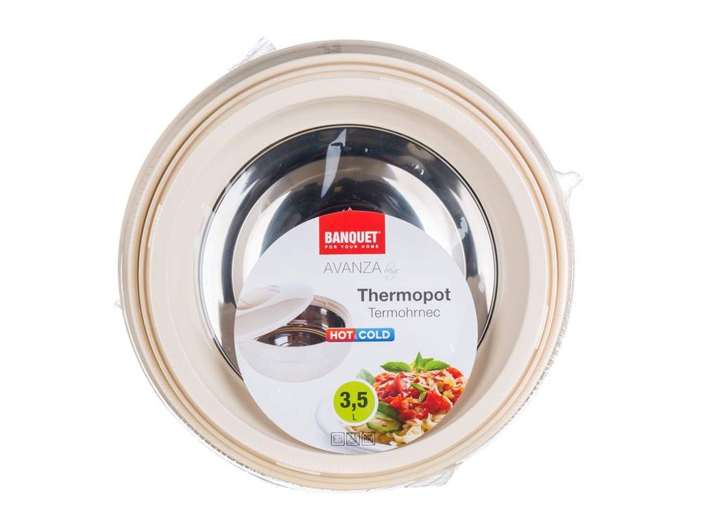 Garnek termiczny z pokrywką AVANZA 3,5 l, beżowy Zdjęcie produktu 