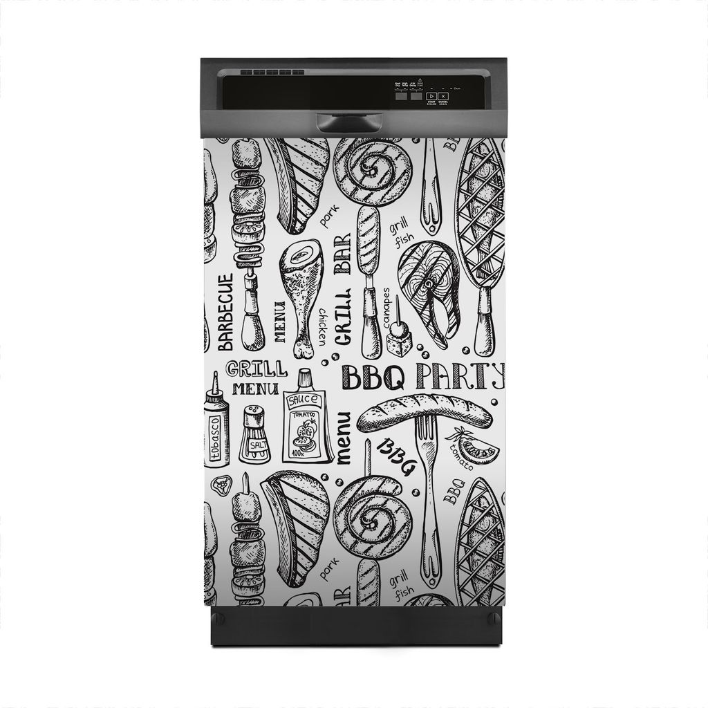 Aufkleber sticker 45x70 cm Dekorative folie Spülmaschine - Barbecue und Grillgut