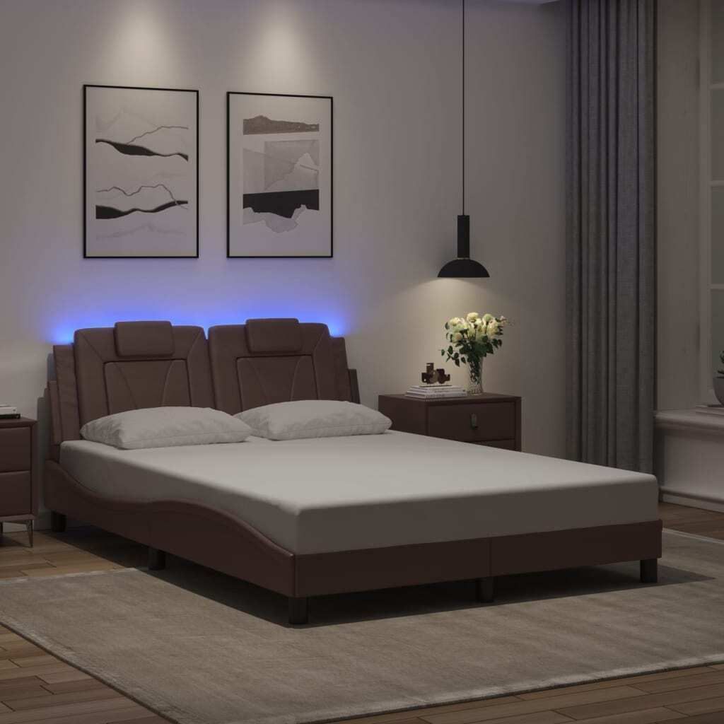 Maison Exclusive - Bettgestell "Viana" mit LED ohne Matratze Braun 140x190 cm