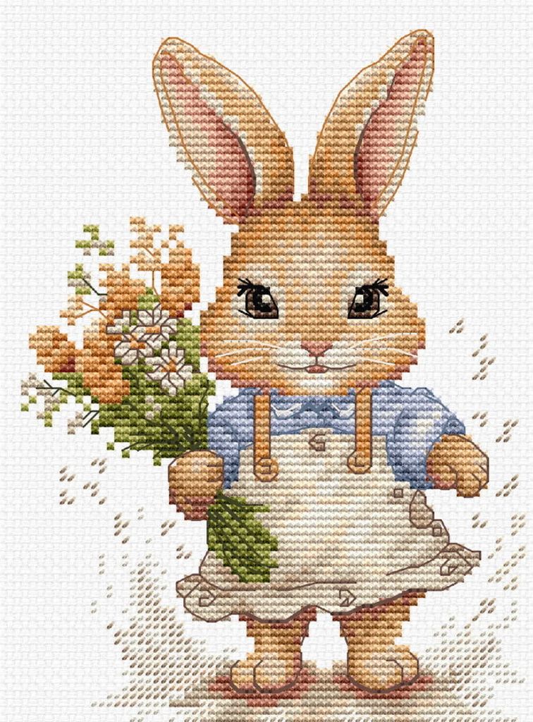 Luca-S Kreuzstich Stickpackung "Der glückliche Hase", Zählmuster, 10x14cm