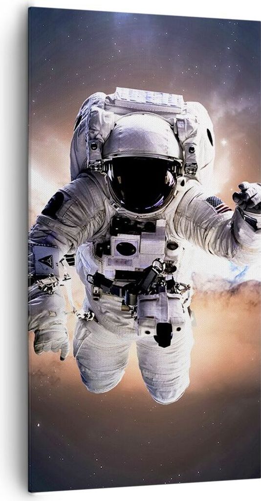 Bild auf Leinwand - Leinwandbild - Astronaut Erde Raum - 65x120cm - Wand Bild - Wanddeko - Leinwanddruck - Bilder - Kunstdruck - Wanddekoration - L...