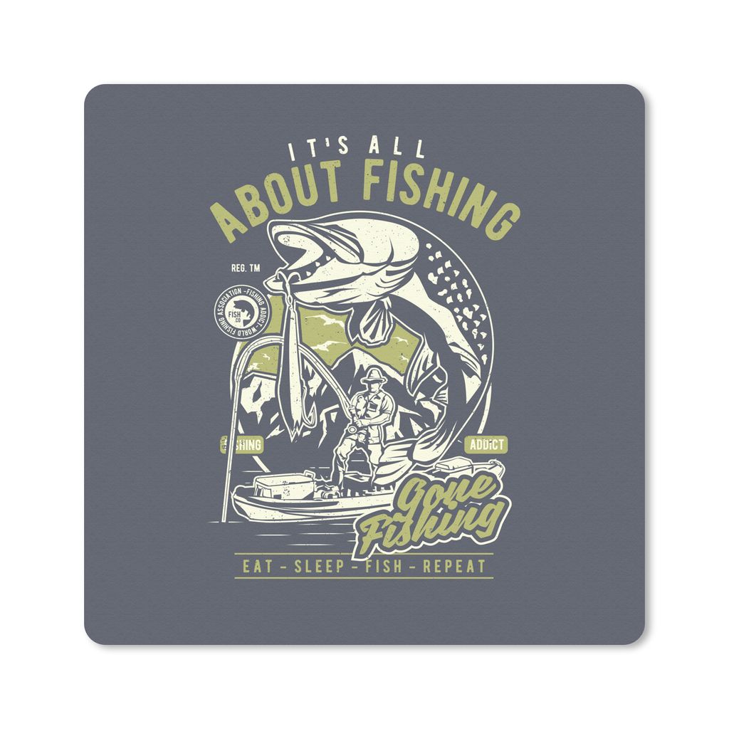 MuchoWow Mauspad Mousepad Fisch - Rute - Retro 30x30 cm - Mousepads - Maus Mat - Pad - Mausunterlage - Gaming