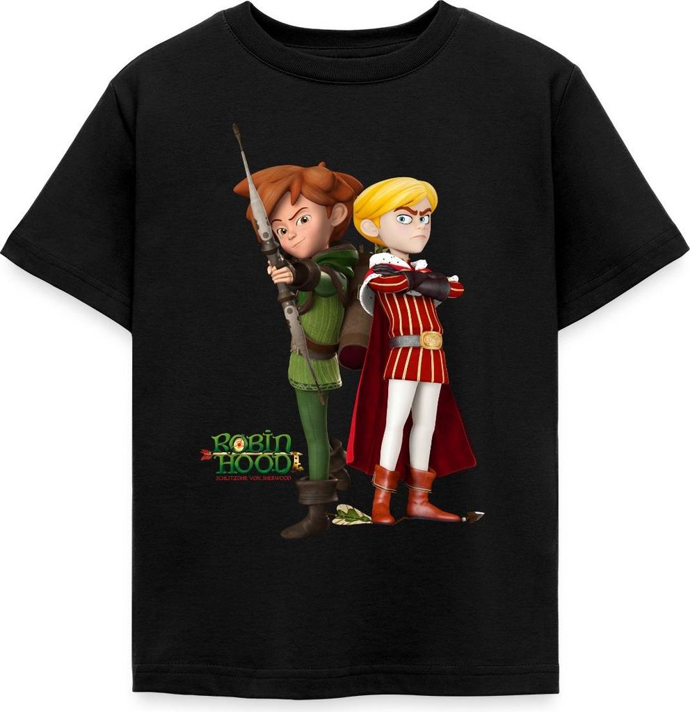 Spreadshirt Robin Hood Und Prinz John Kinder T-Shirt, 98/104 (3-4 Jahre), Schwarz
