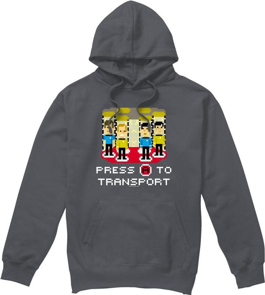 Star Trek - "Press A to Transport" Kapuzenpullover für Herren TV7391 (XXL) (Holzkohle)